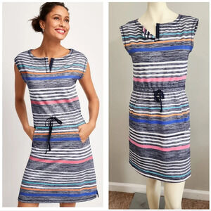 T By Talbots Multicolor striped shift dress comfy Elastic‎ waist women's XS